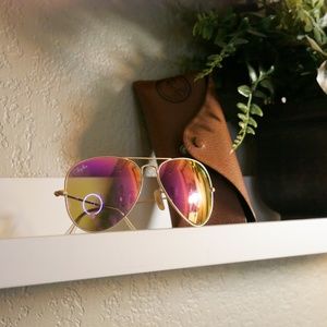Polarized Rayban Pink / Gold Aviators with case